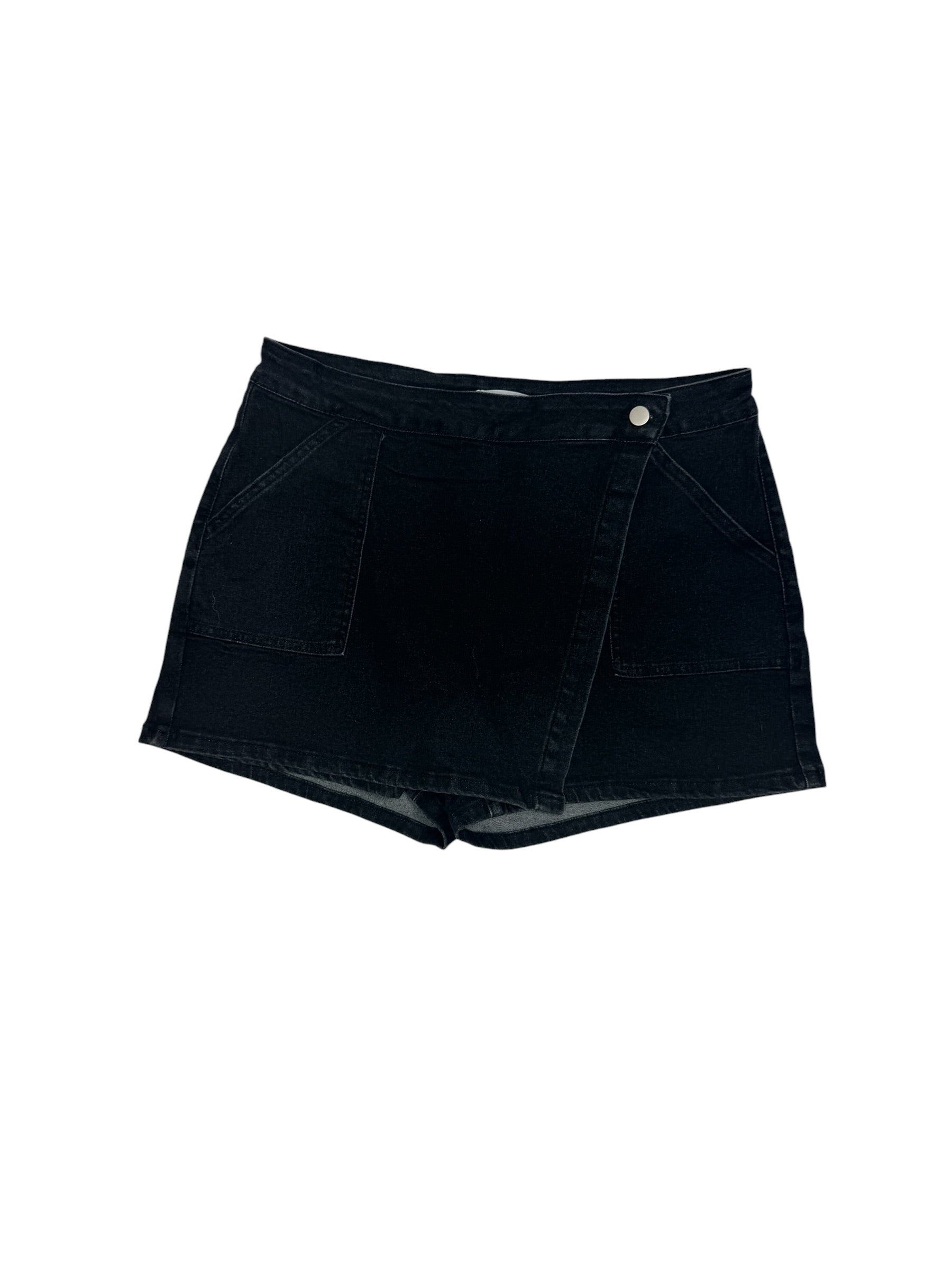 Revived Denim Wrap Skort – Black – Size XL – Revive and Give