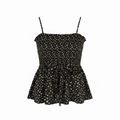 New Smocked Peplum Cami – Black Floral – Size L
