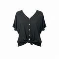 New Tie Front Tee – Black – Size S