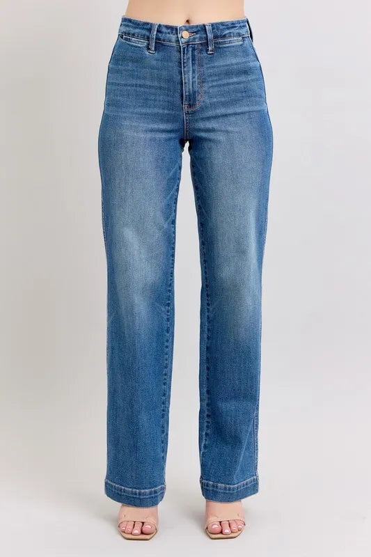 Judy Blue Full Size High Waist Contrast Thread Straight Plus Size