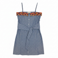 Revived Embroidered Strap Dress – Blue Stripe – Size M