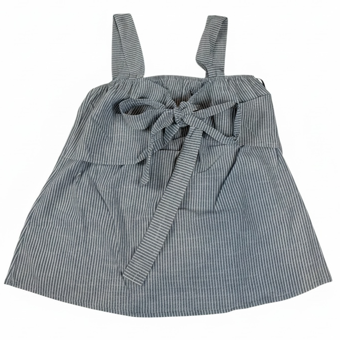 New Striped Tie Front Top – Blue & White – Size M