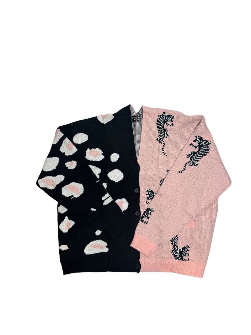 New Statement Cardigan – Black & Blush Mix – Size XL
