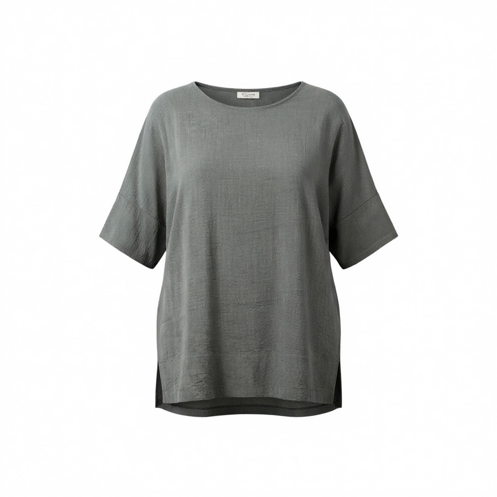 New Textured Cotton Top – Charcoal – Size 1X