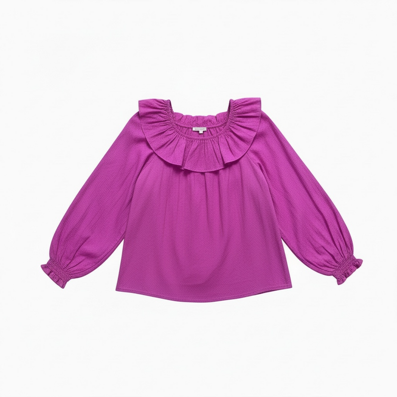 New With Tags Textured Blouse - Fuchsia- Size L