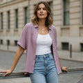 New Button-Up Blouse – Mauve – Size L